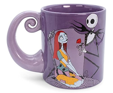 Silver Buffalo Nightmare Before Christmas Disney The Jack Sally Spiral Handle Ceramic Mug BPAFree Large Coffee Cup For Beverages Home Kitchen Essentials Halloween Gifts and Collectibles Holds 20 Ounce