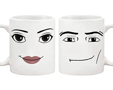 Fonhark Funny Gamer Mugs Set MAN WOMAN Face Mug 11 OZ Novelty Coffee Cup Pack of 2