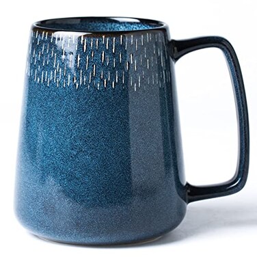 HYTYSKAR 24 OZ Extra Large Ceramic Coffee Mug Jumbo Coffee Mugs Big Tea Cups with a Large Handle for Office and Home Microwave and Dishwasher Safe 24 OZ Star Blue
