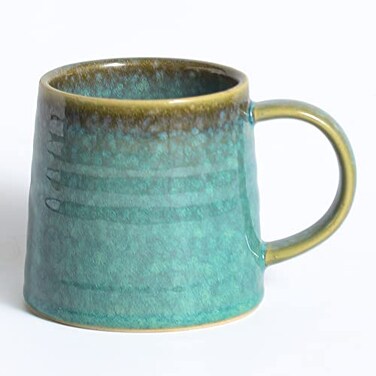 masoline Large Ceramic Coffee Mug Handmade Pottery Mugs Tea Cups with Big Handle for Office and Home 155 oz Dishwasher and Microwave Safe Crystal Green