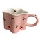 Heardbeli Women Girls Pink Flower Shape Cherry Mug Ceramic Coffee Mug Water Cup 350ml12oz Cute Novelty Vintage Gift