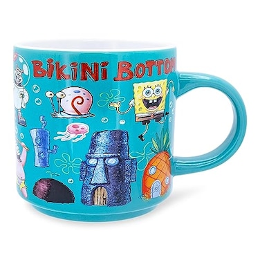 Silver Buffalo Nickelodeon SpongeBob SquarePants Bikini Bottom Ceramic Mug Coffee Cup For Espresso Tea Cocoa Holds 13 Ounces