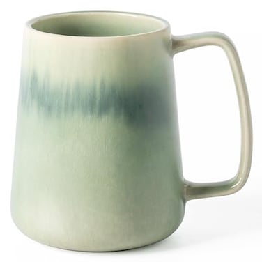 TaoTaojarvie 24 oz Oversized Heavyweight Ceramic Coffee Mug Handcrafted Reactive Glaze Stoneware Mug Prop 65 Certified Microwave Dishwasher Safe Unique Design for Coffee Lovers Gifting Green