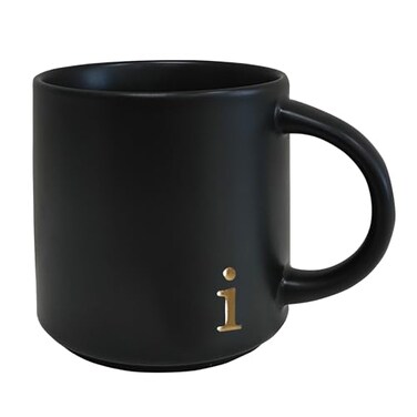 COLLECTIVE HOME Black Monogram Ceramic Mugs 15 oz Golden Initial Coffee Cups Elegant Alphabet Tea Mugs Personalized Halloween Mug with Gift Box Perfect for Office and Home Dcor i