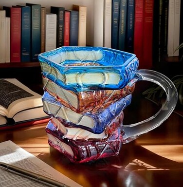 GAGABEN Painted Book Mug Cute Funny Mug for Women Who Love Books 11oz Coffee Cup for Readers Writers Librarians Painted Glass Mug