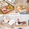 Tynulox Rectangle Rattan Tray with Mother of Pearl Inlay Rattan Serving Tray with Handle for Coffee Bread Fruits Snacks Decorative Wicker Tray for Table Decor Rectangle Black Fish 139
