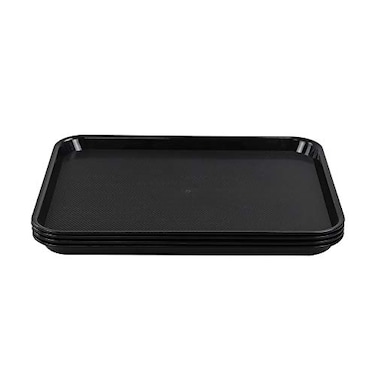 Nesmilers Plastic Fast Food Trays Cafeteria Trays 4 Pack Serving Trays Black