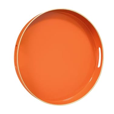 MAONAME 13 Round Tray Orange Serving Tray with Handles Modern Decorative Trays for Coffee Table Plastic Ottoman Trays for Ottoman Bathroom Halloween Decor