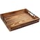 LotFancy Large Ottoman Tray for Living Room 17x13 Wood Serving Tray with Handles Home Dcor for Coffee Table Sofa 2 Skidproof Coasters Included