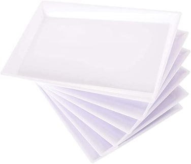 supernal Supernal 12pcs White Plastic Serving Trays15X10 Decorative Serving TraysSlanted Rectangle PlatterPlastic Fast Food TrayWedding Platter Party TraysDisposable Serving Party