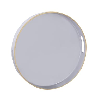 MAONAME 13 Gray Round Tray Grey Serving Tray with Handles Modern Round Decorative Trays for Coffee Table Plastic Trays for Ottoman Bathroom Decor