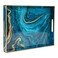 MAONAME Plastic Decorative Tray Marbling Tray with Handles Rectangular Coffee Table Trays Blue Serving Trays for Ottoman Bathroom 157 x 118