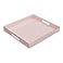 MAONAME Decorative Tray Pink Serving Tray with Handles Coffee Table Trays Square Plastic Trays for Ottoman Bathroom Kitchen 13 x 13 x 157