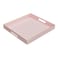 MAONAME Decorative Tray Pink Serving Tray with Handles Coffee Table Trays Square Plastic Trays for Ottoman Bathroom Kitchen 13 x 13 x 157
