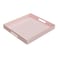 MAONAME Decorative Tray Pink Serving Tray with Handles Coffee Table Trays Square Plastic Trays for Ottoman Bathroom Kitchen 13 x 13 x 157