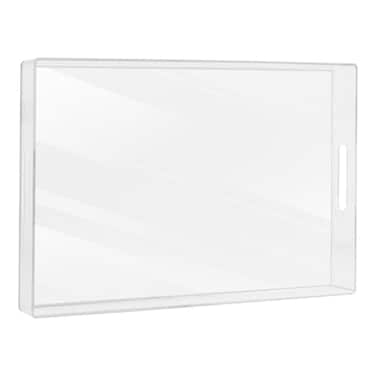 MAONAME Clear Serving Tray with Handles Plastic Clear Tray Rectangle Decorative Trays for Coffee Table Ottoman Bathroom Vanity 157 Lx 102 W X 157 H