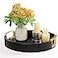 HB Design Round Decorative Tray 12 Inch Round Black Tray with Gold Metal Handles Stain Resistant Serving Trays for Decor Decorative Trays for Coffee Table Ottoman Bar Vanity Kitchen Bedroom More