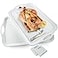 ECOIOU Extra Large Serving Tray with Handles 20x13 inch Set of 2 Melamine Platters for Serving Food Turkey Cookie Rectangular Trays for Eating Raised Dots Matt Finished Dishwasher Safe White