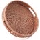 HITOMEN 142 HandWoven Round Rattan Serving Tray Decorative Ottoman Wicker Platter with Handles for Coffee Table Breakfast Drinks Snack Bread Fruit Vegetables Honey BrownL