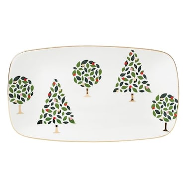 kate spade new york Evergreen Hors Doeuvres Tray 1 Count White Christmas Holiday Hosting