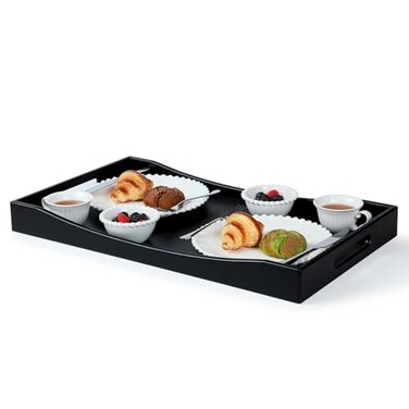 GOBAM Bamboo Extra Large Ottoman Tray 26 x 15 inches Wooden Tray for Dining Table Parties Serving Tray with Handles for Food Cheese Snacks Tea Coffee Wine