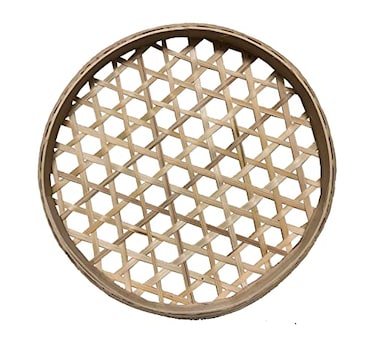 TimesFriend 100 Handwoven Flat Wicker Round Fruit Basket Woven Food Storage Weaved Shallow Tray Organizer Holder Bowl Decorative Rack Display Kids DIY Drawing Board Hexagon HollowBambooWhite 18cm7
