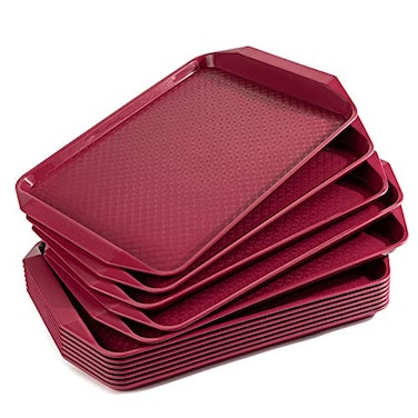Aebeky Plastic Fast Food Tray167 by 118InchSet of 12 Wine Red