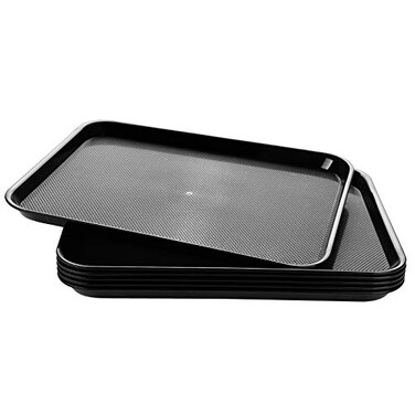 Eslite Rectangular Plastic Serving Trays Black Set of 6