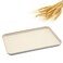 SNOMEL Dinner and Serving Tray Decorative Unbreakable Wheat Straw Tea Platter for Couch Party Dining Picnic Snack Appetizer Beige