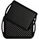 TOPZEA 2 Pack Non Slip Serving Trays with Handle Plastic Rectangular Food Serving Trays TV Lap Tray Meal Server Tray for Restaurant Coffee Table Cafeteria Car Eating on Bed Couch Black