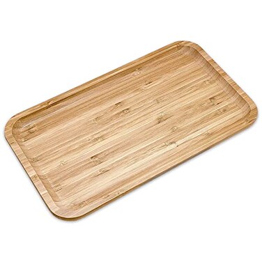 Bam &amp; BamBoo Bamboo Serving Tray Natural Minimalist Rectangular 136 x 78 x 08 Coffee Tea Food Drinks Storage Decor for Home Kitchen Bathroom