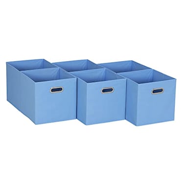 Household Essentials 6 ct Open Fabric Cube Storage Bins Carolina Blue