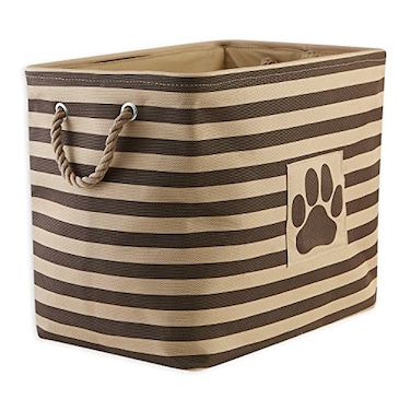 Bone Dry Pet Storage Collection Striped Paw Patch Bin Large Rectangle Brown