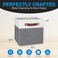 Pomatree 11 Inch Cube Storage Bin 6 Pack Linen Fabric 11x11 Cube Storage Bins for Bedroom Living Room Clothes and Toys Foldable Dual Leather Handles