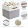 Bagnizer Collapsible Fabric Storage Cube Bins with 2 Reinforced PU Handles Foldable Storage Organizer Baskets for Closet Shelves Living Room 13x13x13 4 Pack Gray White