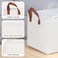 KEEGH Storage Baskets for Organizing Fabric Storage Bins with Leather Handles Shelf Baskets for Closet Organization 15 L x 11 W x 10 H White 4 Pack