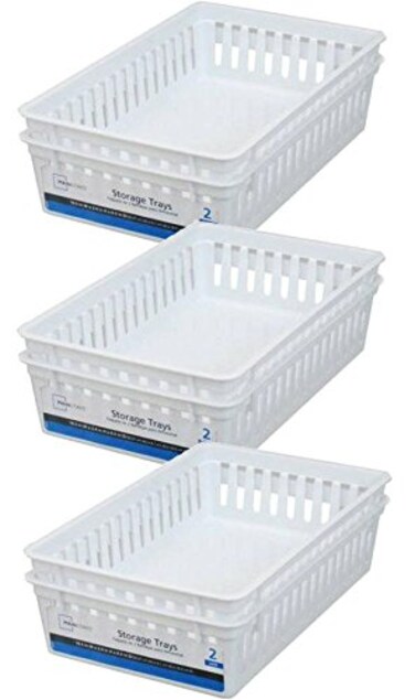 Mainstay Basic White Storage Trays 6 Rectangle by