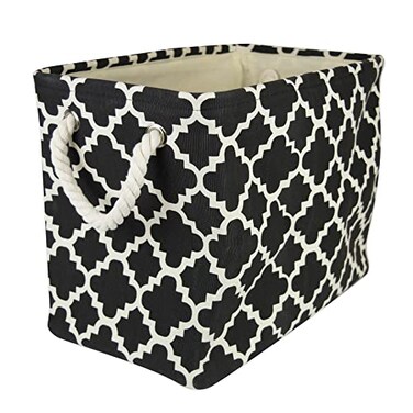 DII Polyester Container with Handles Lattice Storage Bin Medium Black Lattice