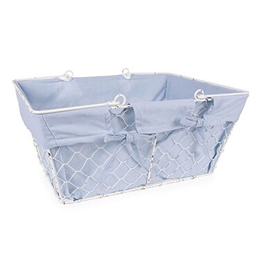 DII Farmhouse Chicken Wire Egg Basket Storage Baskets with Liner Denim 16x12x788