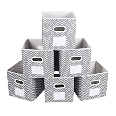 MAX Houser Fabric Cloth Storage BinsFoldable Storage Cubes Organizer Baskets with Dual Handles for Home Bedroom StorageSet of 6 Grey