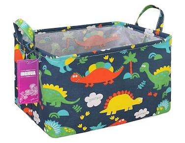 INGHUA Rectangular Storage Basket Fabric Organizer Bin for ToysBooksClothesGiftsPetsPerfect for HomeOfficeNurseryDormShelfRec Forest Dinosaurs