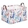 Funnewban Llama Storage Bin Basket Collapsible with Leather Handles Waterproof Canvas Storage Cube Box for Closet Toys Clothes Nursery Room Gift Basket