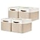 DULLEMELO Fabric Storage Bins for Laundry Home Foldable Storage Baskets for Shelves Toys Collapsible Storage Bins for Office ClosetBedroomWhiteKhaki15x11x954Pack