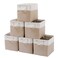 MidmmVick 11 x 11 Inch Cube Storage Bins 6 Pack Large Collapsible Fabric Storage Bin with Ropes Foldable Storage Cubes for Home OfficeCloset Clothes Toys Organizer White Beige11x11x11