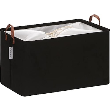 Hinwo 70L Extra Large Storage Bins Closet Organizers and Storage Foldable Clothes Storage Baskets with Handles Containers for Clothing Blanket Comforters Toys Bedding Black