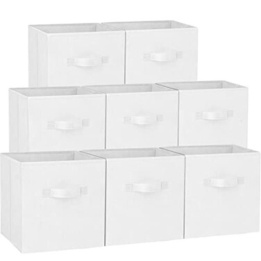 Criusia Storage Cubes 13 Inch Heavy Duty Fabric Storage Bins for Shelves Closet Cube Organizer 8 Pack Collapsible Cube Storage Bins Baskets for Clothes Blankets Toys Nursery Organization White