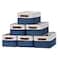 DULLEMELO Set of 6 Small Baskets for Organizing Small Fabric Storage Bins for Toys Storage Collapsible Storage Bins with Leather Handles for Shelves Closets Laundry NurseryWhiteBlue
