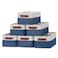DULLEMELO Set of 6 Small Baskets for Organizing Small Fabric Storage Bins for Toys Storage Collapsible Storage Bins with Leather Handles for Shelves Closets Laundry NurseryWhiteBlue
