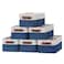 DULLEMELO Set of 6 Small Baskets for Organizing Small Fabric Storage Bins for Toys Storage Collapsible Storage Bins with Leather Handles for Shelves Closets Laundry NurseryWhiteBlue