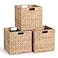 DINGTAI 12 x 12 x 12in Water Hyacinth Storage Baskets Wicker Storage Baskets for Shelves Foldable Square Bins for IKEA Kallax Set of 3 Large Cubby Rattan Basket Wicker Basket for Organizing